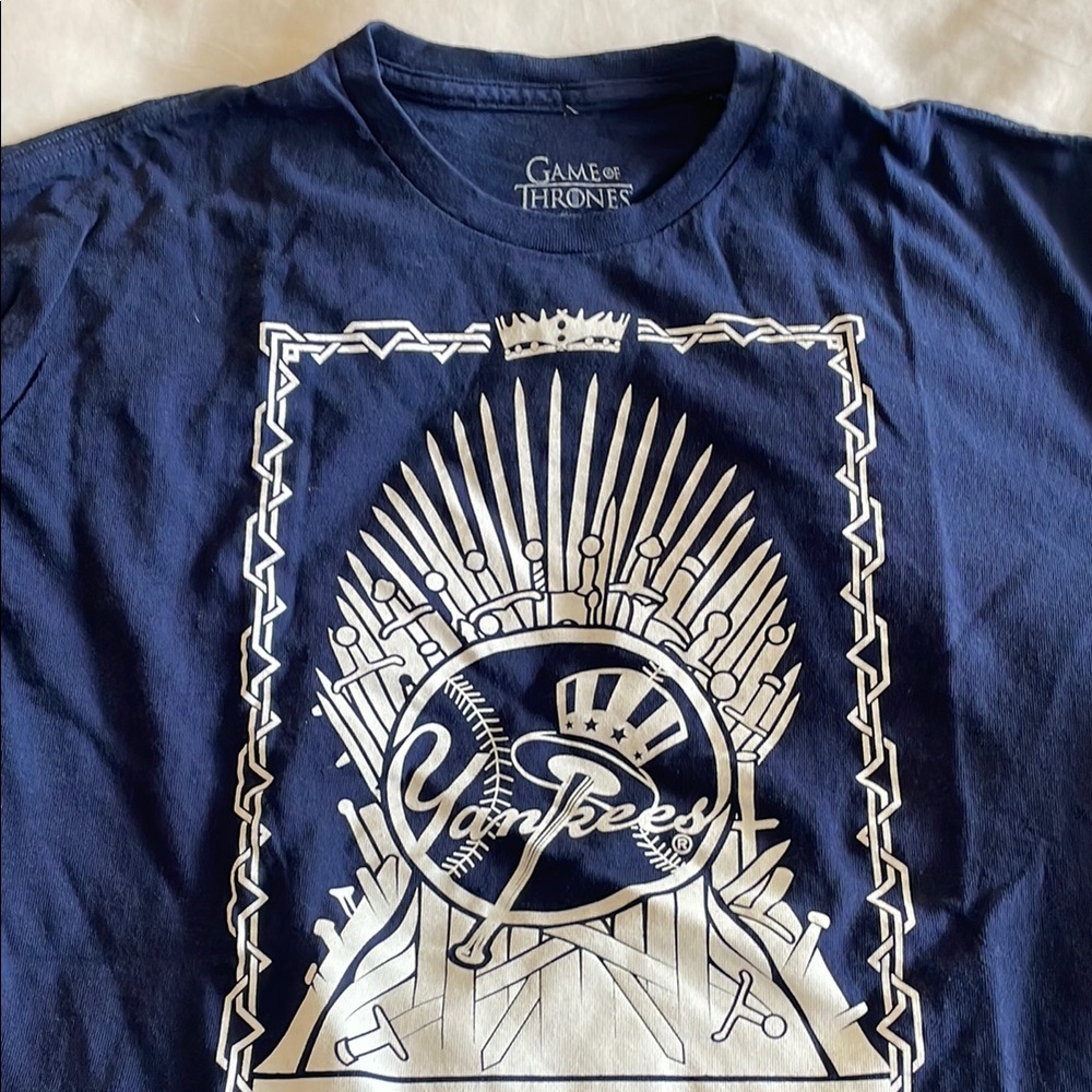 Blue and White Graphic Short Sleeve Tee